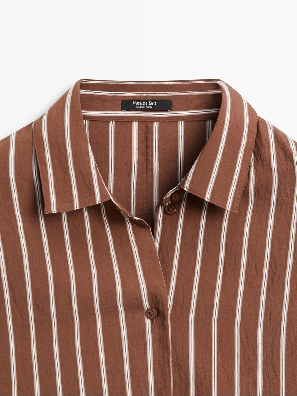 Massimo Dutti Brown and White Striped Button-Up Blouse Size Small - Picture 6 of 16